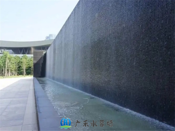 天津户外大型石材流水背景墙施工